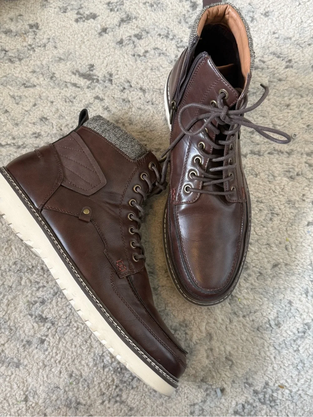Men’s brown vegan leather boots size 13